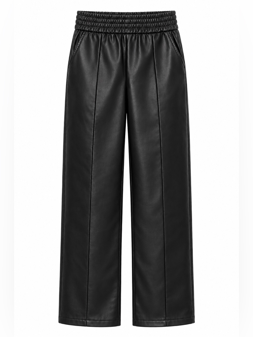 H&M Black Faux Leather Wide-Leg Pants